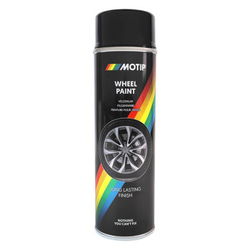 BOMBE DE PEINTURE MOTIP PRO ACRYLIQUE JANTES NOIR BRILLANT AEROSOL 500 ml (04018) 8711347209729