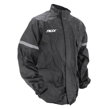 VESTE DE PLUIE ADX ECO NOIR XL (DOUBLURE + BANDE REFLECHISSANTE + COL VELOURS + GOUTTIERE + SOUFFLET DORSALE POUR EVITER LE FLOTTEMENT EN ROULANT...) 3700948013403