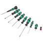 WERA 9527 - BALL GRIP SCREWDRIVER SET 9 Pieces - Slotted, Phillips,Torx - Black/green - German tools for workshop. 4013288227577