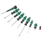 TOURNEVIS WERA 9528 BALL GRIP CRUCIFORME (POZIDRIV), TORX ET PLAT AVEC AGRIPPE VIS NOIR/VERT (SET 9 PIECES) -MARQUE ALLEMANDE POUR LES ATELIERS- 4013288227584