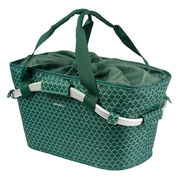 PANIER ARRIERE TOILE BASIL FLAIR 22L GRIS CLAIR AVEC ANSE FIXATION CLIP AUTOMATIQUE SUR PORTE BAGAGE SYSTEME MIK - Commander 157030 - (SI PAS FOURNI SUR LE VELO, Ajouter 155681) 8715019113468