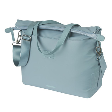 SACOCHE ARRIERE VELO LATERALE SAC ORDINATEUR PORTABLE BASIL MANHATTAN WATERPROOF BLEU DROIT/GAUCHE 12L FIXATION HOOK ON (12x38x30cm) FERMETURE PLIANT ANTI-PLUIE 8715019184529