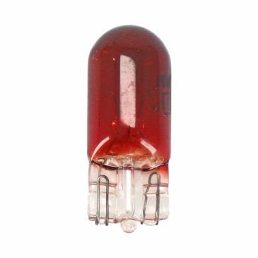 AMPOULE/LAMPE STANDARD 12V 5W CULOT W2,1x9,5d NORME W5W WEDGE ROUGE (COMPTEUR) (VENDU A L'UNITE) -FLOSSER- 3700948305959