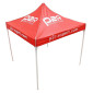 TENTE PADDOCK/BARNUM/TONNELLE P2R 2,5x2,5M ROUGE/BLANC STRUCTURE ACIER, TOILE POLYESTER OXFORD, HAUTEUR REGLABLE (SANS CLOISONS) 3700948300183