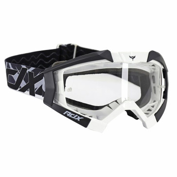 MASQUE/LUNETTES CROSS ADX MX BLANC/NOIR ECRAN TRANSPARENT ANTI-RAYURES (HOMOLOGUE EN1938) (+ LIVRE AVEC ECRAN MIROIR) 3700948287736