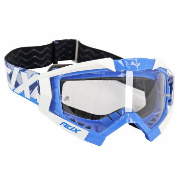 MASQUE/LUNETTES CROSS ADX MX BLEU/BLANC ECRAN TRANSPARENT ANTI-RAYURES (HOMOLOGUE EN1938) (+ LIVRE AVEC ECRAN MIROIR) 3700948287743