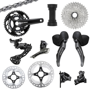 GROUPE GRAVEL SHIMANO GRX820 DISQUE NOIR 12V. 172.5 EN 48-31 CUVETTE PRESSFIT CASSETTE 11-36 (MONTAGE ATELIER) 3700948306932