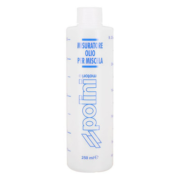 DOSEUR D'HUILE POUR MELANGE ESSENCE POLINI GRADUE TRANSPARENT 250ml AVEC BOUCHON (121.500) (VENDU A L'UNITE) 8054705009747