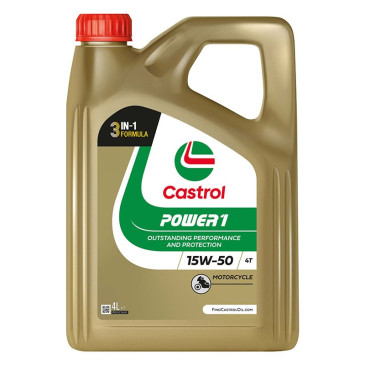 HUILE MOTEUR 4 TEMPS CASTROL POWER 1 4T 15W50 (4 L) SEMI-SYNTHETIQUE 4008177072154