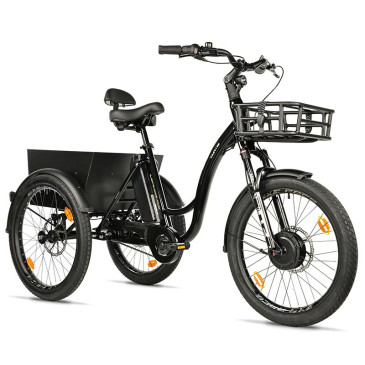 TRICYCLE ELECTRIQUE/VAE CITY LEADER FOX 24" CURTIS 2025 MIXTE NOIR BRILLANT 8V SHIMANO NEXUS MOTEUR ROUE AV BAFANG 36V 45Nm BATTERIE 17,4Ah 8592826101457