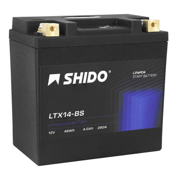 BATTERIE 12V 4 Ah LTX14-BS SHIDO LITHIUM ION PRETE A L'EMPLOI (Lg134xL75xH168) REMPLACE YTX14-BS 5414837136392