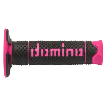 REVETEMENT POIGNEE DOMINO MOTO OFF ROAD A260 NOIR/FUCHSIA CLOSED END 120mm (PAIRE) 8033900036697