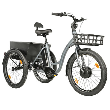 TRICYCLE ELECTRIQUE/VAE CITY LEADER FOX 24" LOVELO 2025 MIXTE GRIS MAT 3V SHIMANO NEXUS MOTEUR ROUE AV BAFANG 36V 45Nm BATTERIE 16,7Ah (AVEC DIFFERENTIEL)