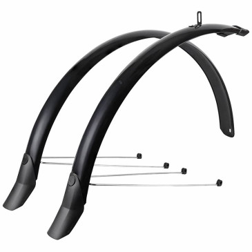 GARDE BOUE CITY/VTC TRINGLES 28'' EUROFENDER LAMPO 58mm NOIR (PAIRE) AVEC FIXATION CLASSIC TRINGLES ARGENT 8206003582860