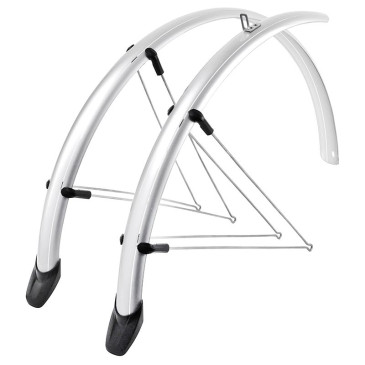 GARDE BOUE CITY/VTC TRINGLES 28'' EUROFENDER RAPIDO 46mm ARGENT (PAIRE) AVEC FIXATION RAPIDO 8200704462803