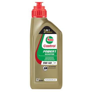 HUILE MOTEUR 4 TEMPS CASTROL POWER 1 SCOOTER 4T 5W40 (1L) 100% SYNTHETIQUE 4008177106385