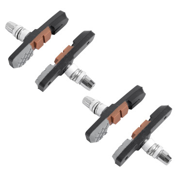 BRAKE PADS FOR MTB- THREADED STUD ASSYMETRIC- NEWTON 72mm ORANGE/GREY/BLACK SHIMANO TYPE (2 PAIRS) 3700948073902