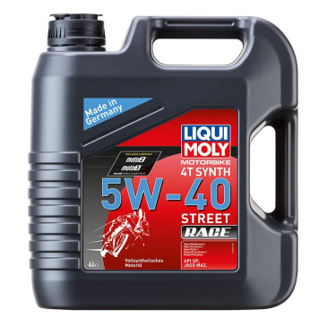 HUILE MOTEUR 4 TEMPS LIQUI MOLY MOTO STREET RACE 4T 5W40 (4 L) SYNTHETIQUE (HUILE MOTEUR OFFICIELLE MOTO 2 ET MOTO 3) 4100420016851