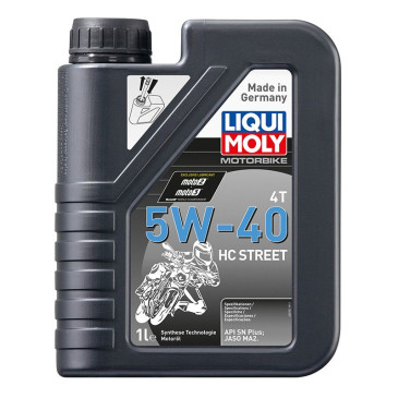 HUILE MOTEUR 4 TEMPS LIQUI MOLY MOTO HC STREET 4T 5W40 (1 L) SYNTHETIQUE 4100420207501