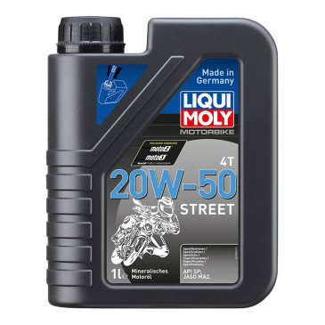 HUILE MOTEUR 4 TEMPS LIQUI MOLY MOTO STREET 4T 20W50 (1 L) SYNTHETIQUE 4100420015007