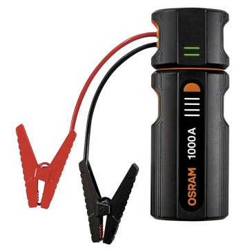 BOOSTER DE DEMARRAGE BATTERIE MOTO/MAXISCOOTER/VOITURE OSRAM BATTERY JUMPSTART 1000 (12V, 6000 mAh) FONCTION BOOST POUR BATTERIE COMPLETEMENT DECHARGEES ET BATTERIE EXTERNE (ECRAN DIGITAL) 4062172408219