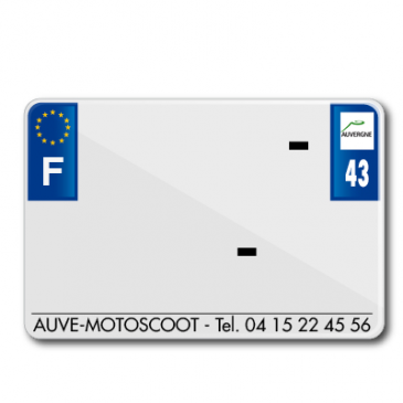 LICENSE PLATE FOR MOTORBIKE TIFLEX ALU PRE DRILLED 210x145 DEP. 43 WITH BUSINESS NAME (SOLD PER 50) 3700948123669