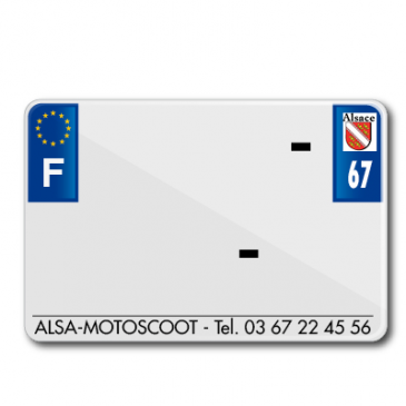 LICENSE PLATE FOR MOTORBIKE TIFLEX ALU PRE DRILLED 210x145 DEP. 67 WITH BUSINESS NAME (SOLD PER 50) 3700948123904