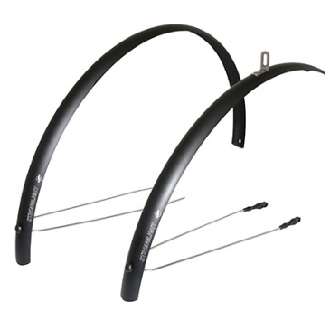 MUDGUARD FOR URBAN/TREKKING- ON STAYS- 28'' STRONGLIGHT R'LIGHT 48mm - MATT BLACK- Stainless steel rods mounting (COMPLETE SET) 3700223719983