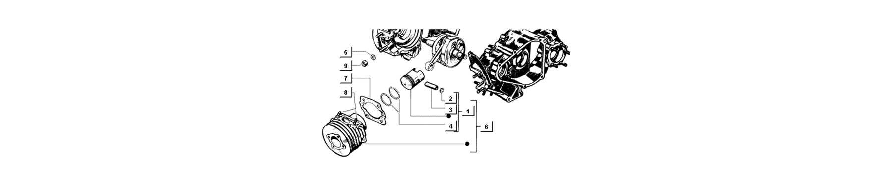 T7 - ensemble cylindre - piston - axe de piston